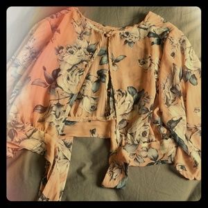 Light pink, sheer women's crop top.